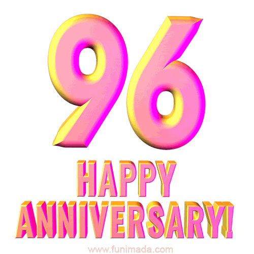 Happy 96th Anniversary 3D Text Animated GIF