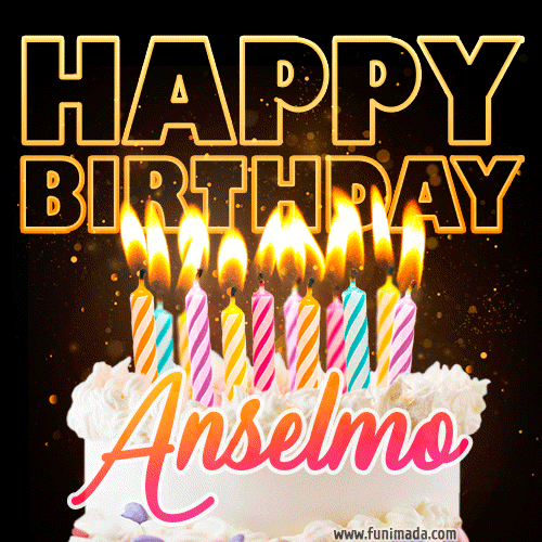 Anselmo - Animated Happy Birthday Cake GIF for WhatsApp