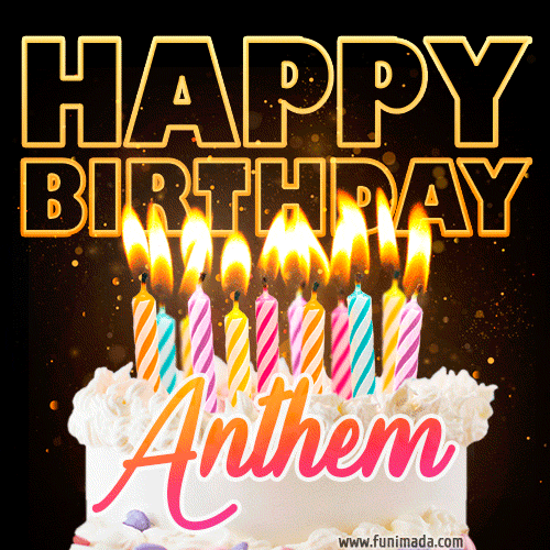 Anthem - Animated Happy Birthday Cake GIF for WhatsApp