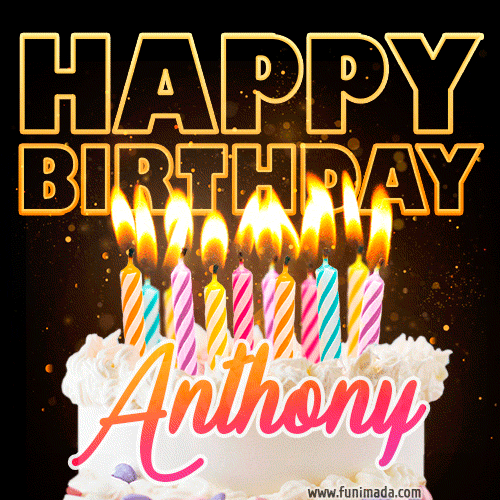 Anthony - Animated Happy Birthday Cake GIF for WhatsApp