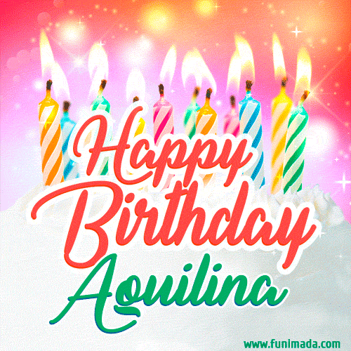 Happy Birthday GIF for Aquilina with Birthday Cake and Lit Candles