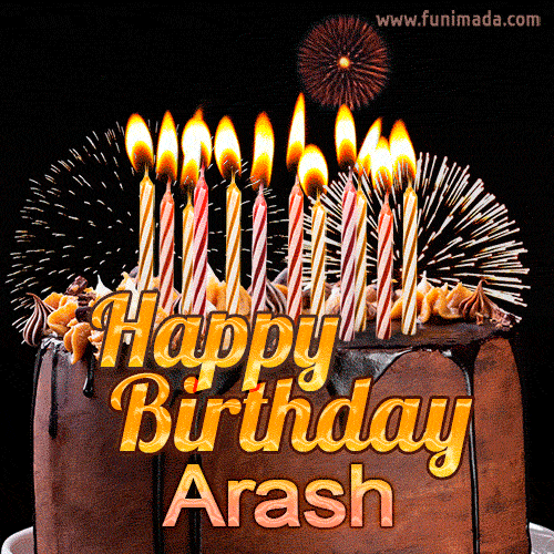 Chocolate Happy Birthday Cake for Arash (GIF)