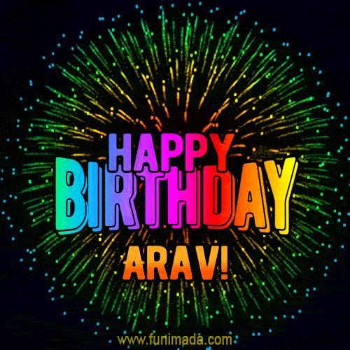 New Bursting with Colors Happy Birthday Arav GIF and Video with Music