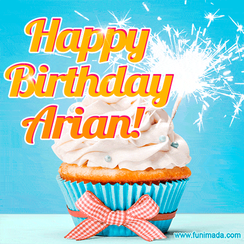 Happy Birthday, Arian! Elegant cupcake with a sparkler.