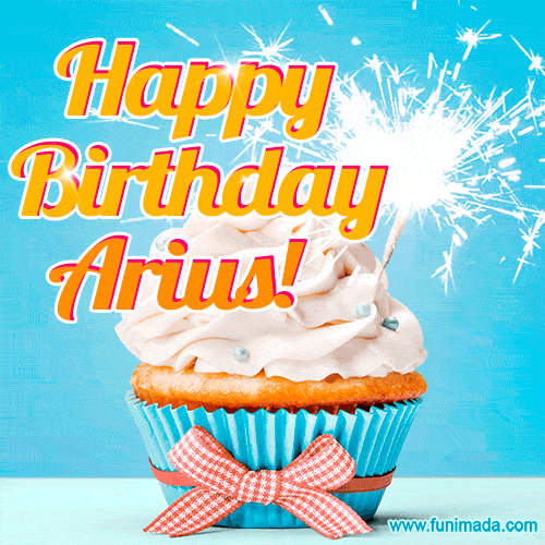 Happy Birthday, Arius! Elegant cupcake with a sparkler.