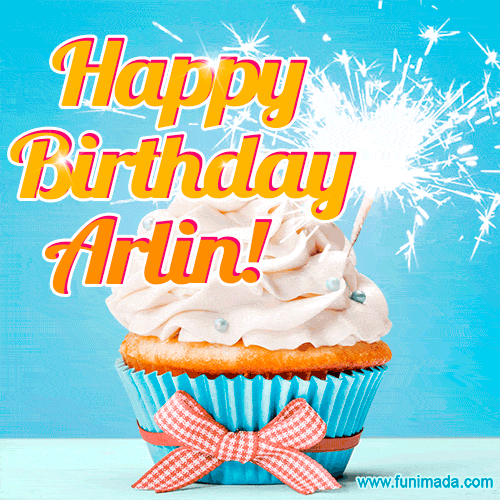 Happy Birthday, Arlin! Elegant cupcake with a sparkler.