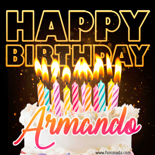 Armando - Animated Happy Birthday Cake GIF for WhatsApp