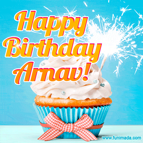 Happy Birthday, Arnav! Elegant cupcake with a sparkler.