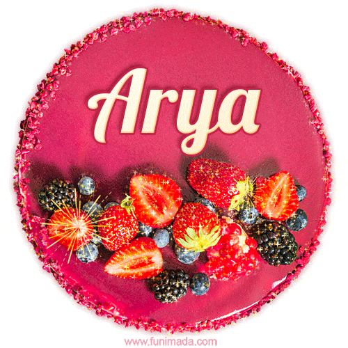 Happy Birthday Cake with Name Arya - Free Download