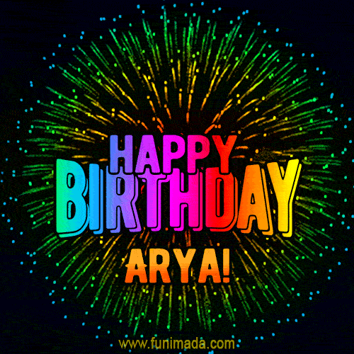 New Bursting with Colors Happy Birthday Arya GIF and Video with Music