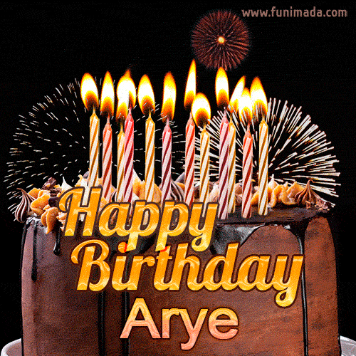Chocolate Happy Birthday Cake for Arye (GIF)