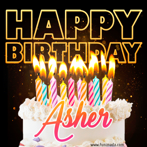 Asher - Animated Happy Birthday Cake GIF for WhatsApp