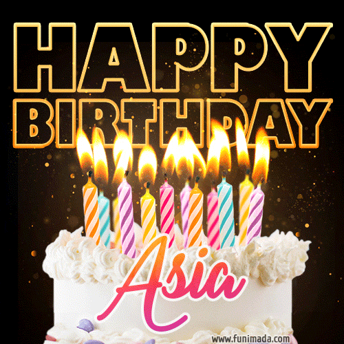 Asia - Animated Happy Birthday Cake GIF Image for WhatsApp