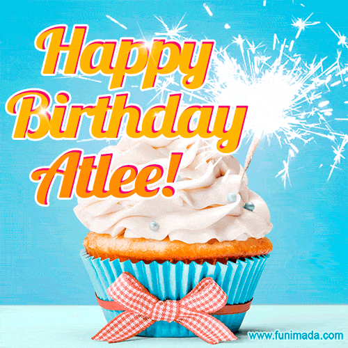 Happy Birthday, Atlee! Elegant cupcake with a sparkler.