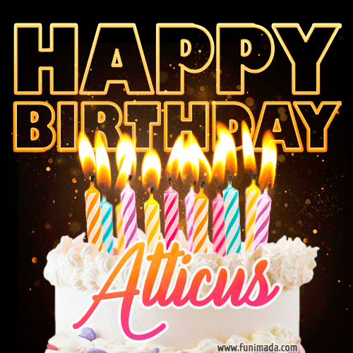 Atticus - Animated Happy Birthday Cake GIF for WhatsApp