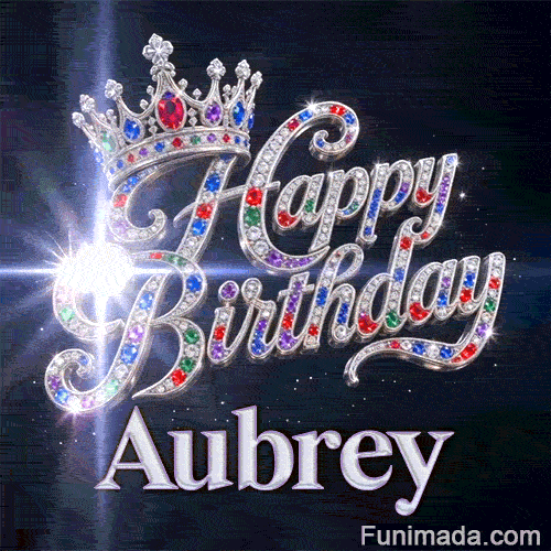 Shiny diamonds and colorful gemstones highlight a royal silver tiara and cursive lettering custom-made for Aubrey.