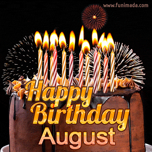 Chocolate Happy Birthday Cake for August (GIF)