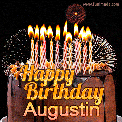 Chocolate Happy Birthday Cake for Augustin (GIF)