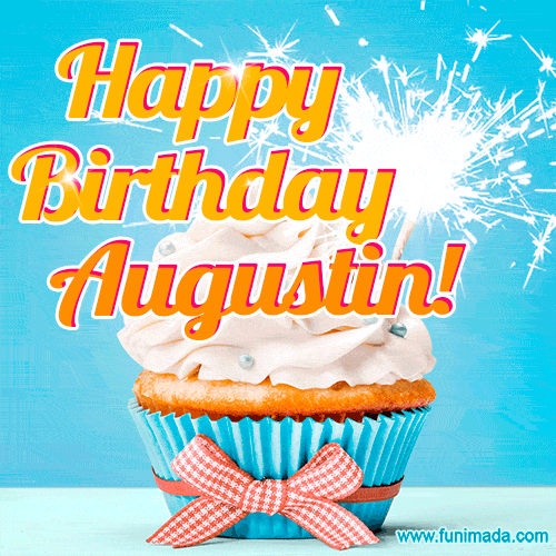 Happy Birthday, Augustin! Elegant cupcake with a sparkler.