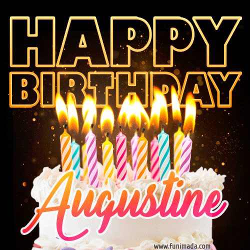 Augustine - Animated Happy Birthday Cake GIF for WhatsApp