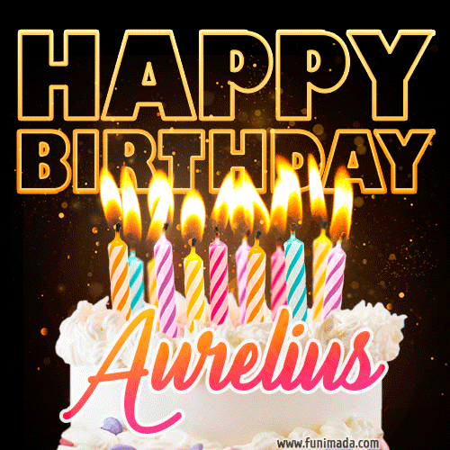 Aurelius - Animated Happy Birthday Cake GIF for WhatsApp