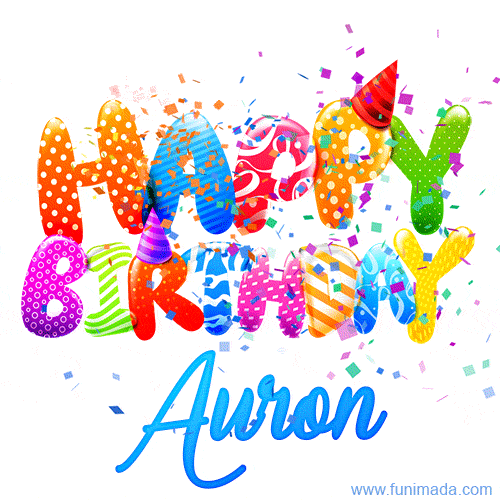 Happy Birthday Auron - Creative Personalized GIF With Name