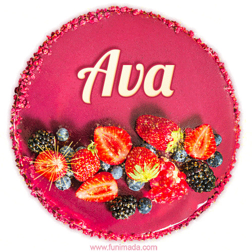 Happy Birthday Cake with Name Ava - Free Download