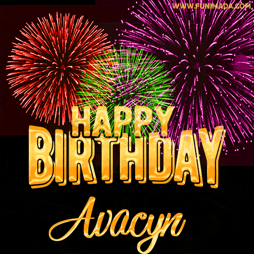 Wishing You A Happy Birthday, Avacyn! Best fireworks GIF animated greeting card.