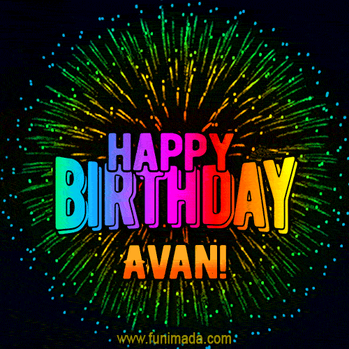 New Bursting with Colors Happy Birthday Avan GIF and Video with Music
