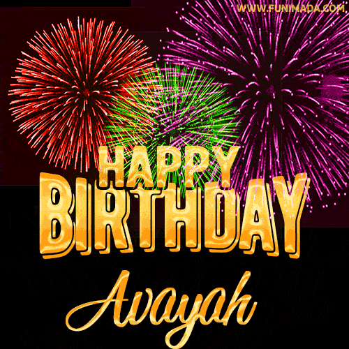 Wishing You A Happy Birthday, Avayah! Best fireworks GIF animated greeting card.