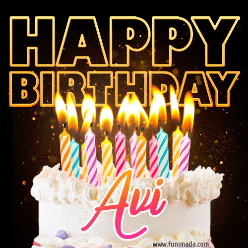 Avi - Animated Happy Birthday Cake GIF for WhatsApp