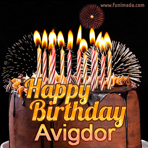 Chocolate Happy Birthday Cake for Avigdor (GIF)