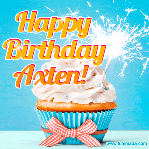 Happy Birthday, Axten! Elegant cupcake with a sparkler.