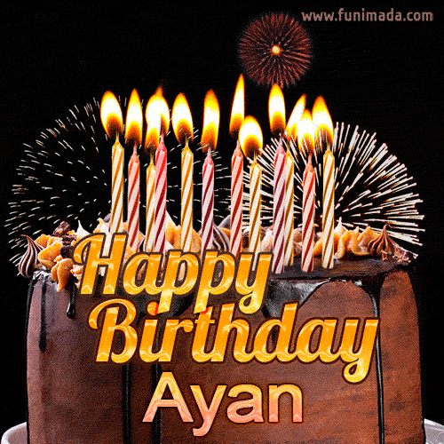Chocolate Happy Birthday Cake for Ayan (GIF)