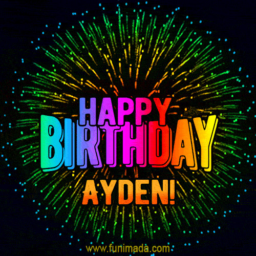 New Bursting with Colors Happy Birthday Ayden GIF and Video with Music