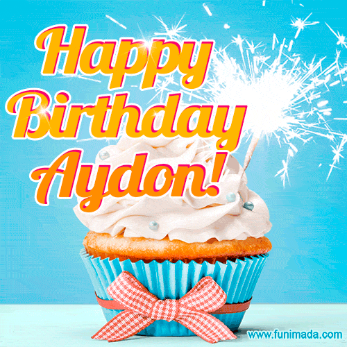 Happy Birthday, Aydon! Elegant cupcake with a sparkler.