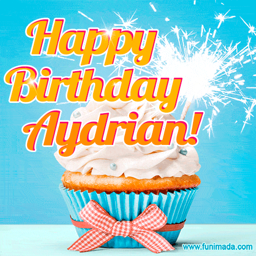 Happy Birthday, Aydrian! Elegant cupcake with a sparkler.