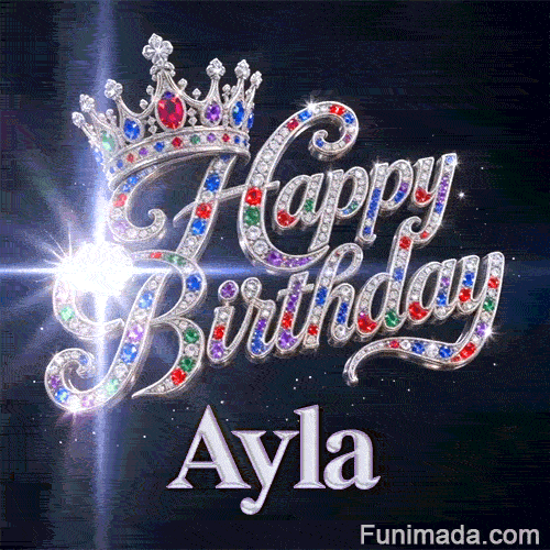 Shimmering animated card with a royal silver crown and bright light particles, custom-designed for Ayla.