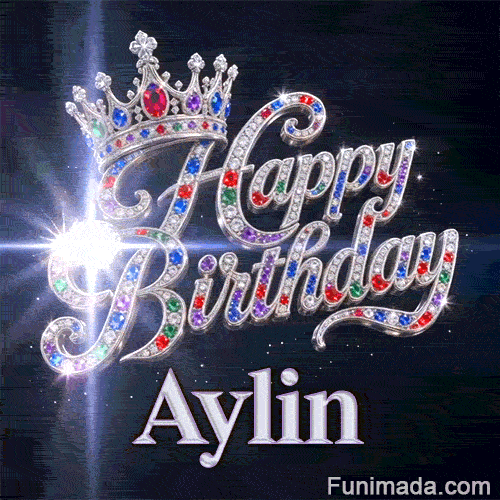 Personalised greeting card for Aylin featuring a majestic queen headpiece and glowing particle beams.