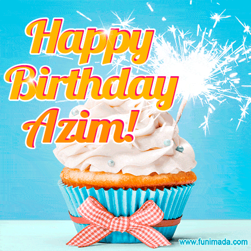 Happy Birthday, Azim! Elegant cupcake with a sparkler.
