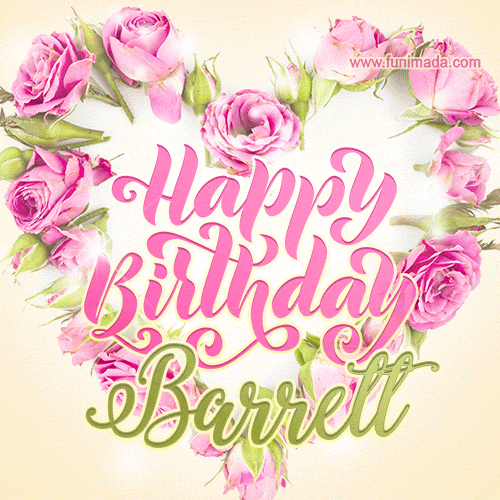 Pink rose heart shaped bouquet - Happy Birthday Card for Barrett