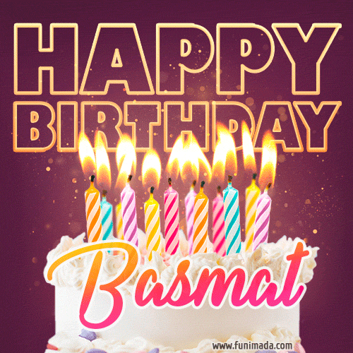 Basmat - Animated Happy Birthday Cake GIF Image for WhatsApp