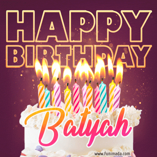Batyah - Animated Happy Birthday Cake GIF Image for WhatsApp
