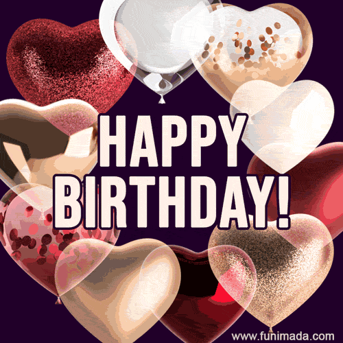10 beautiful heart shaped balloons happy birthday gif — Download on  