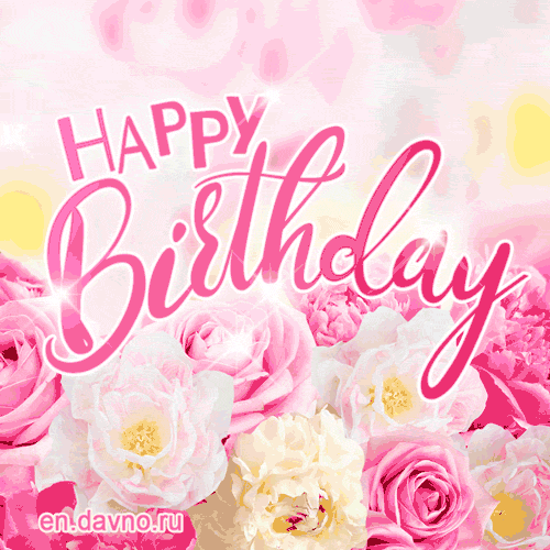 Beautiful Happy Birthday Roses. Awesome Sparkle Glitter GIF for Her. — Download on Funimada.com