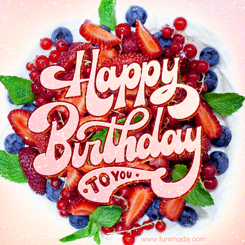 Happy birthday berries cake greeting card
