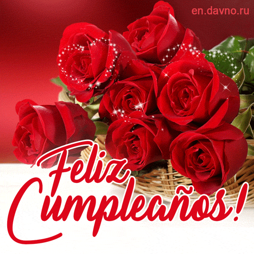 Feliz Cumpleaños - Rosas rojas GIF animados