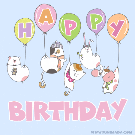 GIF animated happy birthday card for children — Download on 
