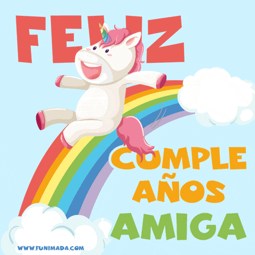 Feliz Cumpleaños unicornio Felicitación Tarjeta gif para una amiga