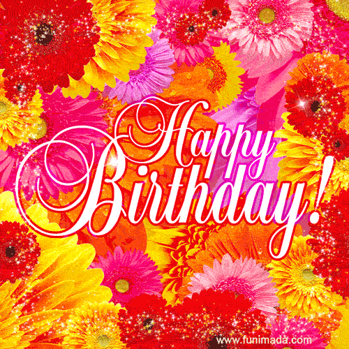 Bright Flowers Happy Birthday Card